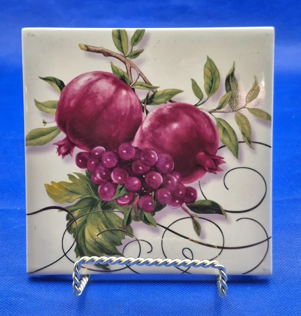 Vintage Hallmark Porcelain Fruit Trivet or Wall Hanger 6x6